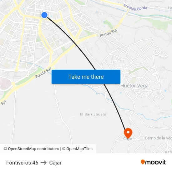 Fontiveros 46 to Cájar map