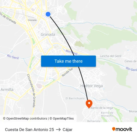 Cuesta De San Antonio 25 to Cájar map