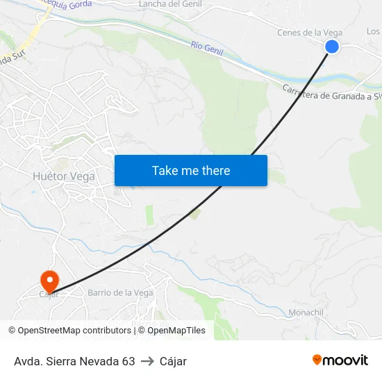 Avda. Sierra Nevada 63 to Cájar map