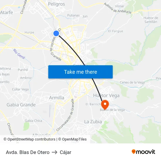 Avda. Blas De Otero to Cájar map