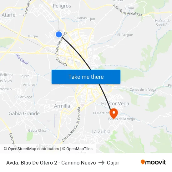 Avda. Blas De Otero 2 - Camino Nuevo to Cájar map