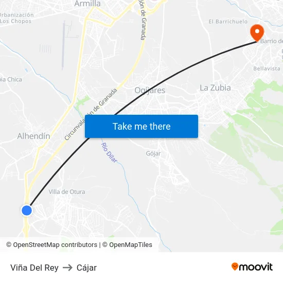 Viña Del Rey to Cájar map