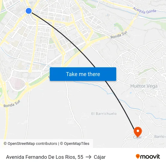 Avenida Fernando De Los Rios, 55 to Cájar map