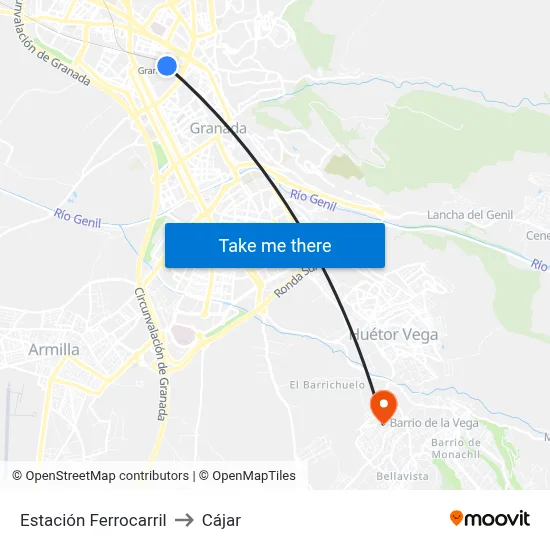 Estación Ferrocarril to Cájar map