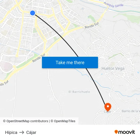 Hípica to Cájar map