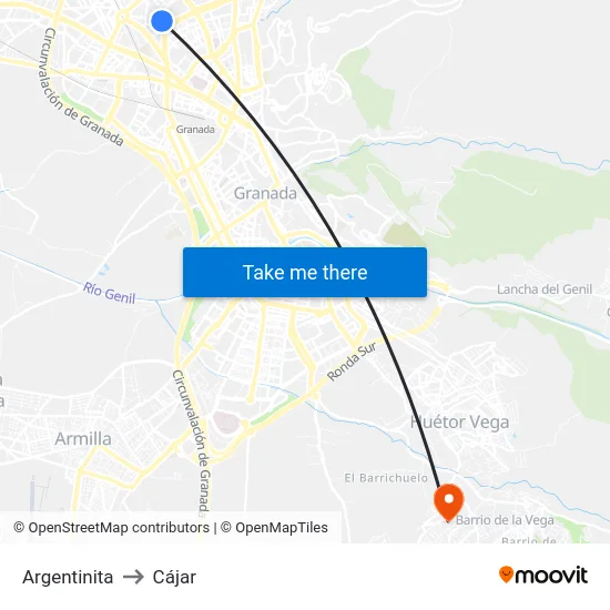 Argentinita to Cájar map