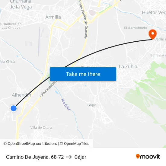 Camino De Jayena, 68-72 to Cájar map