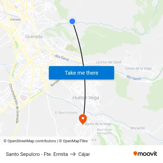 Santo Sepulcro - Fte. Ermita to Cájar map