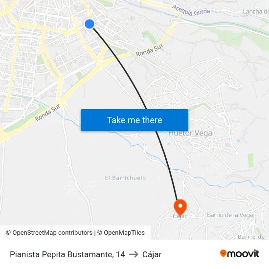 Pianista Pepita Bustamante, 14 to Cájar map