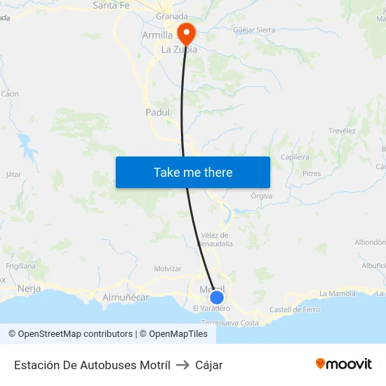 Estación De Autobuses Motríl to Cájar map