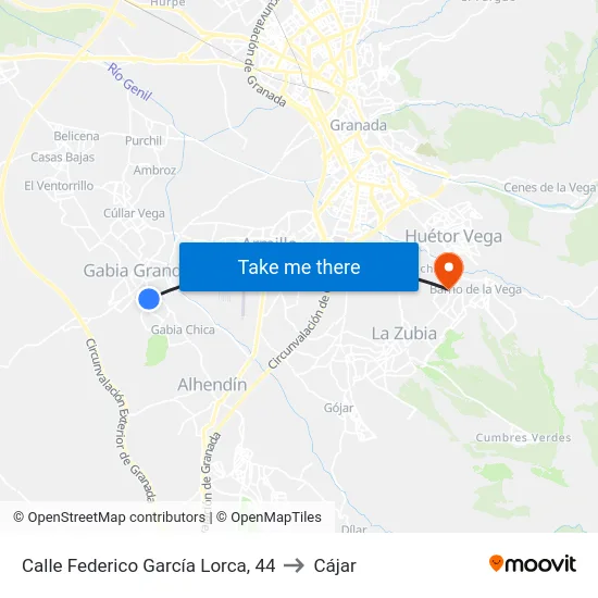 Calle Federico García Lorca, 44 to Cájar map