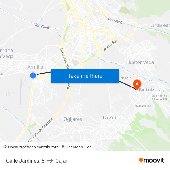 Calle Jardines, 8 to Cájar map