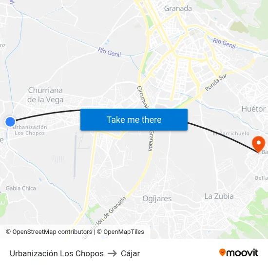 Urbanización Los Chopos to Cájar map