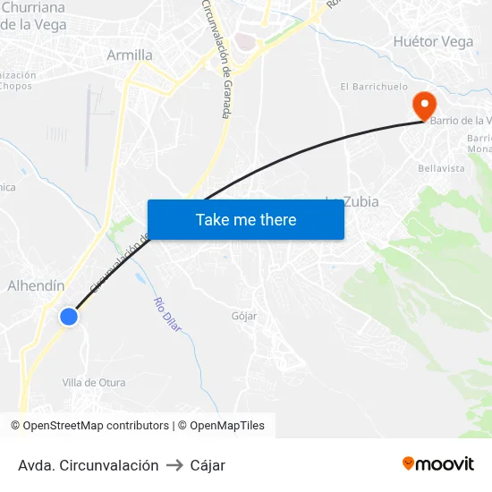 Avda. Circunvalación to Cájar map