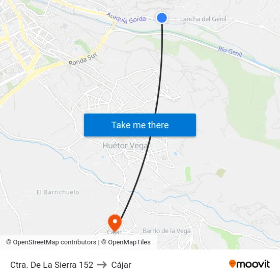 Ctra. De La Sierra 152 to Cájar map
