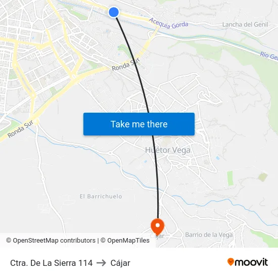Ctra. De La Sierra 114 to Cájar map