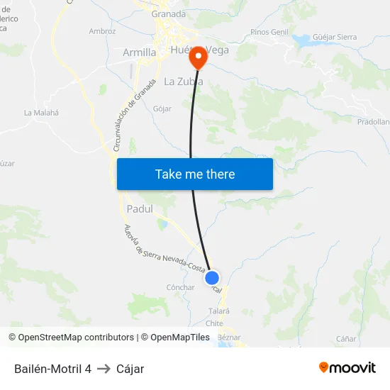 Bailén-Motril  4 to Cájar map