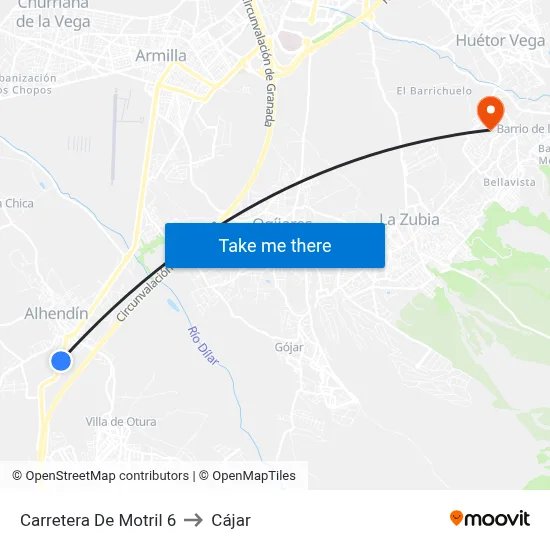 Carretera De Motril 6 to Cájar map