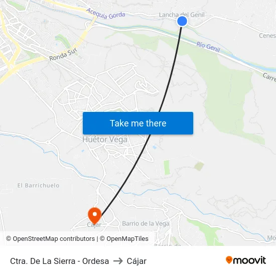 Ctra. De La Sierra - Ordesa to Cájar map