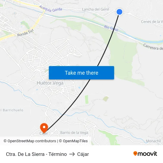 Ctra. De La Sierra - Término to Cájar map