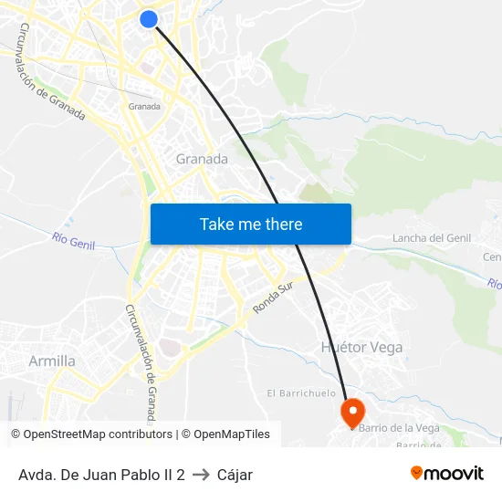 Avda. De Juan Pablo II 2 to Cájar map