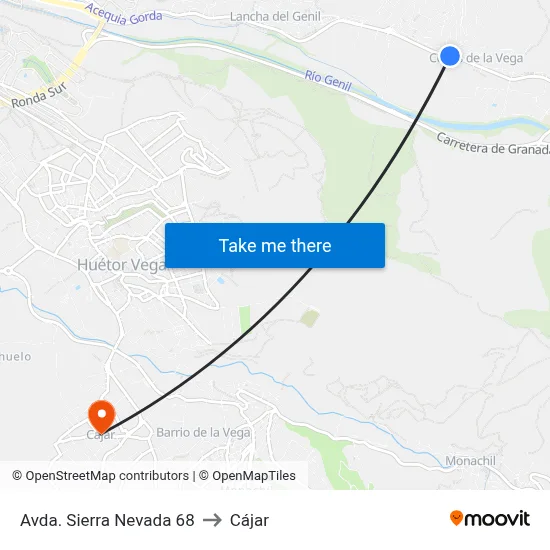 Avda. Sierra Nevada 68 to Cájar map