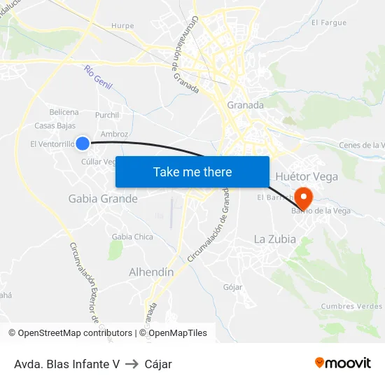 Avda. Blas Infante V to Cájar map