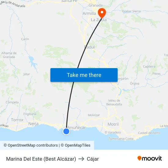 Marina Del Este (Best Alcázar) to Cájar map
