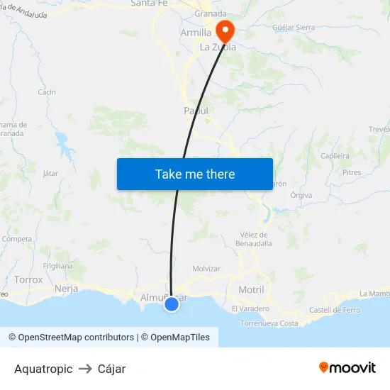 Aquatropic to Cájar map