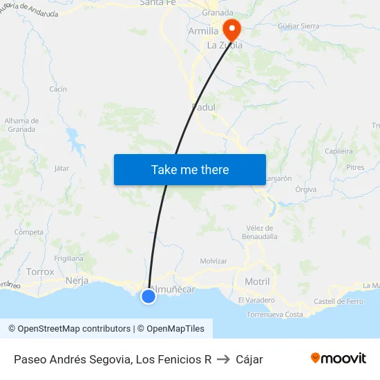 Paseo Andrés Segovia, Los Fenicios R to Cájar map