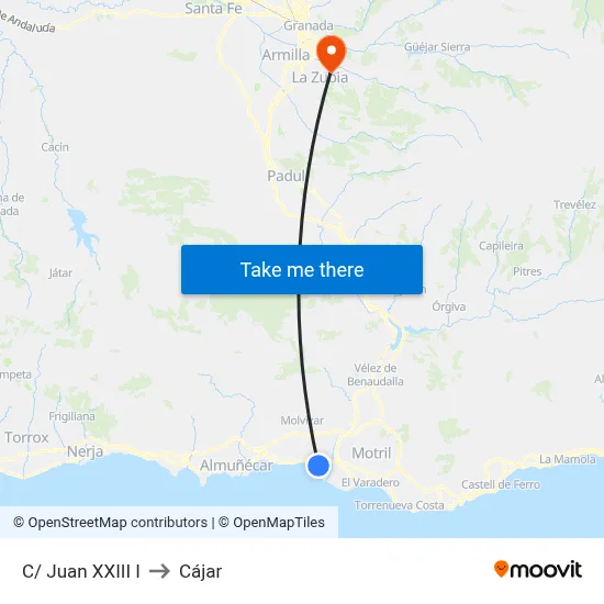 C/ Juan XXIII I to Cájar map