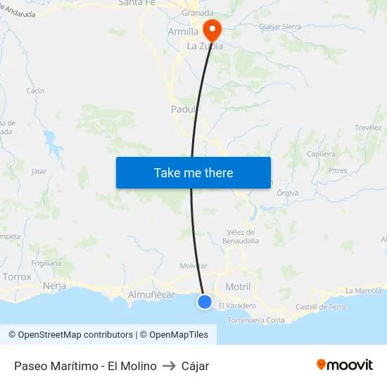 Paseo Marítimo - El Molino to Cájar map