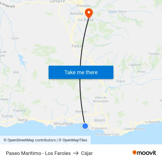 Paseo Marítimo - Los Faroles to Cájar map