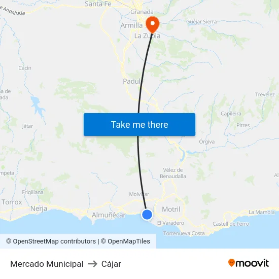 Mercado Municipal to Cájar map