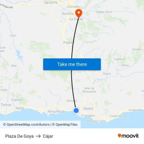 Plaza De Goya to Cájar map