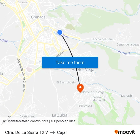 Ctra. De La Sierra 12 V to Cájar map
