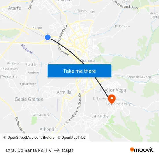 Ctra. De Santa Fe 1 V to Cájar map