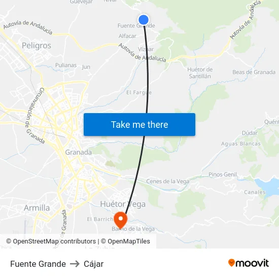 Fuente Grande to Cájar map