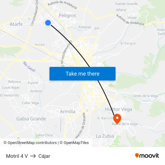 Motril 4 V to Cájar map
