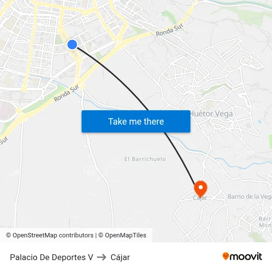 Palacio De Deportes V to Cájar map