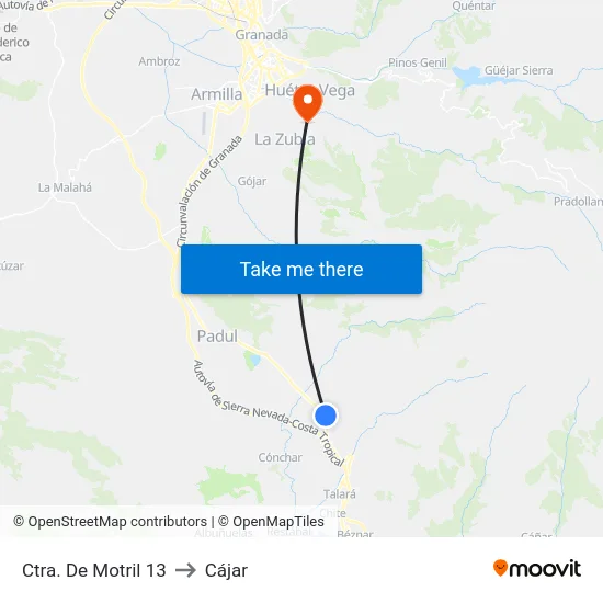 Ctra. De Motril 13 to Cájar map