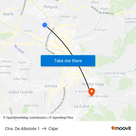 Ctra. De Albolote 1 to Cájar map