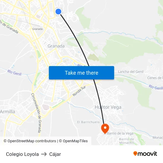 Colegio Loyola to Cájar map