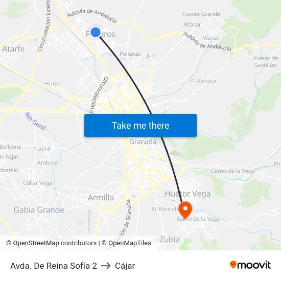 Avda. De Reina Sofía 2 to Cájar map