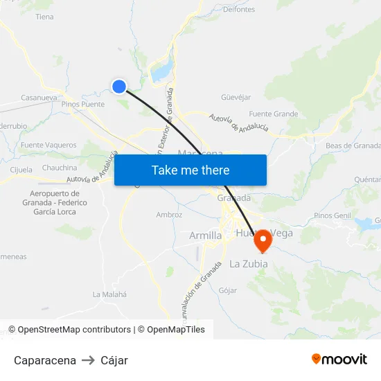 Caparacena to Cájar map