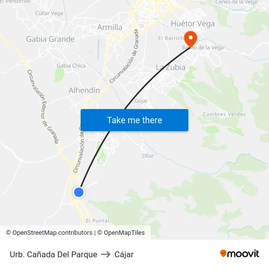 Urb. Cañada Del Parque to Cájar map