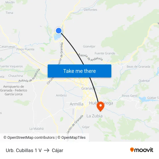 Urb. Cubillas 1 V to Cájar map