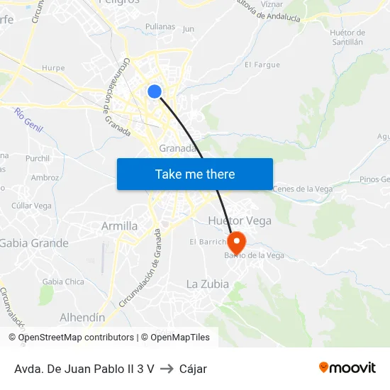 Avda. De Juan Pablo II 3 V to Cájar map