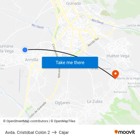 Avda. Cristóbal Colón 2 to Cájar map