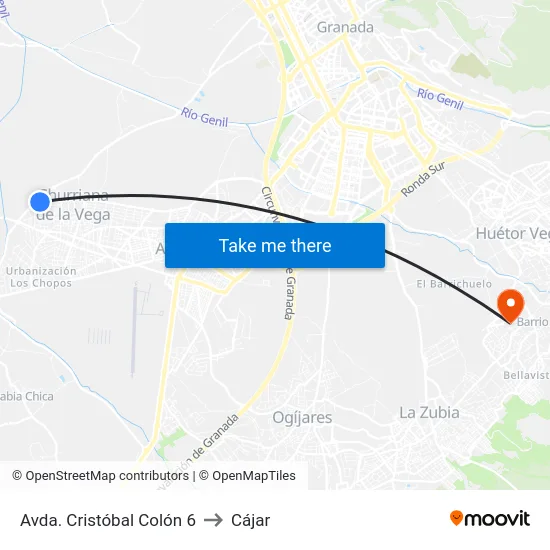 Avda. Cristóbal Colón 6 to Cájar map